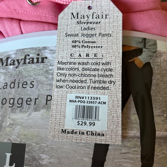 New Mayfair Ladies Sweat Jogger Pants in Pink Size: Large - Picture 3 of 4